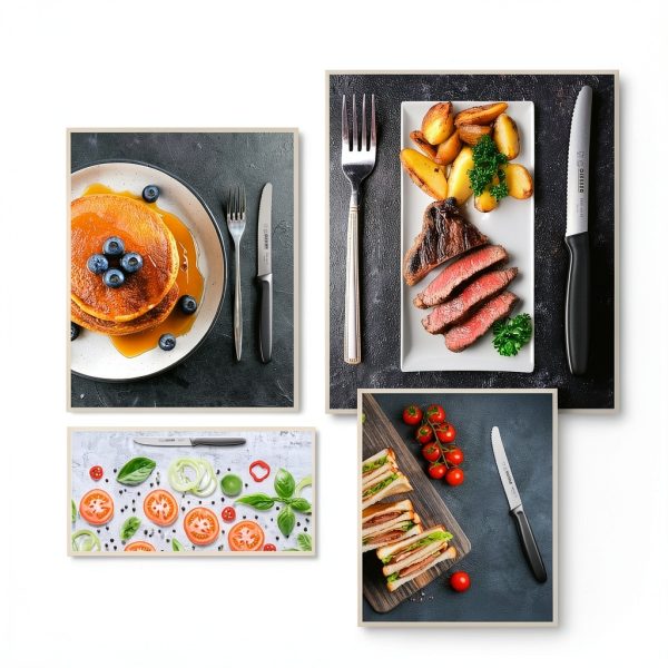 Giesser since 1776, Made in Germany, Black serrated kitchen knives round tip dishwasher safe 4.5 inch - Tomato knife, Steak knive set of 6-4