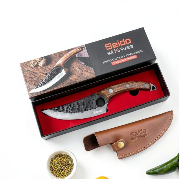 Seido Kyodai Utility Chef Knife 6" High‑Carbon Blade Oak Handle-4
